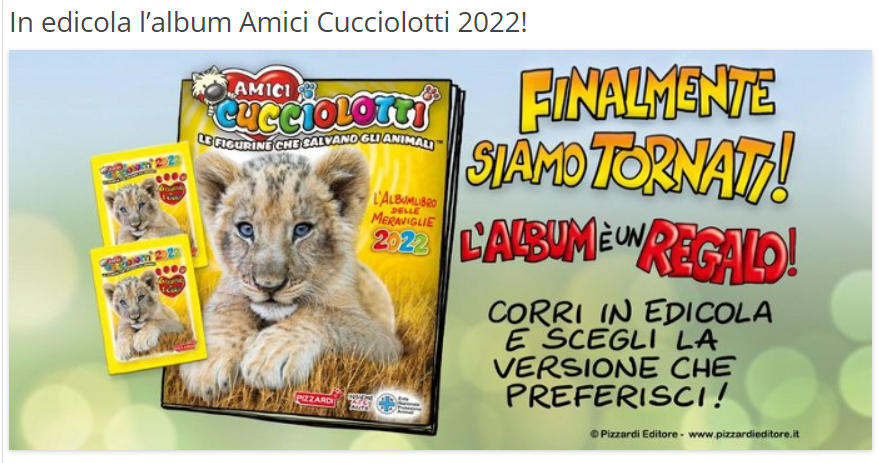 L'ALBUM AMICI CUCCIOLOTTI 2022 E' DA OGGI IN EDICOLA! – Enpa Vicenza